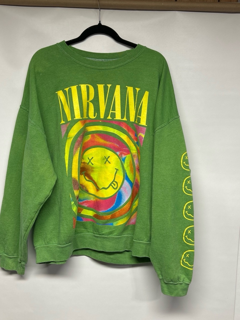 NIRVANA Neon Green Graphic Crewneck Sweatshirt